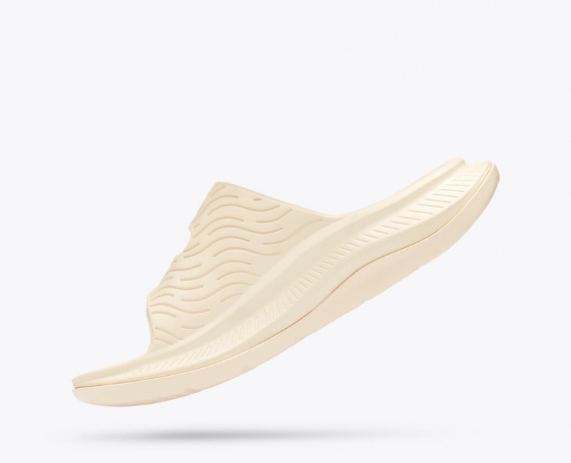 Men's HOKA Ora Luxe Slide Cream | VKQCL5912