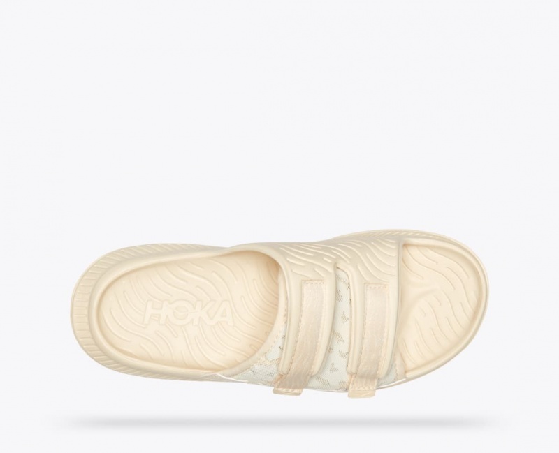 Men's HOKA Ora Luxe Slide Cream | VKQCL5912