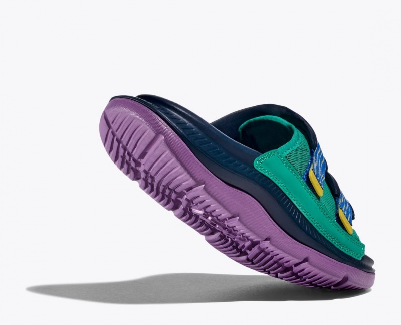 Men's HOKA Ora Luxe Slide Dark Blue / Green / Purple | VLSXB7436