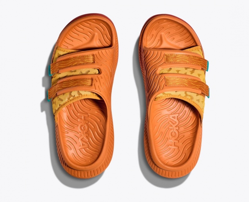 Men's HOKA Ora Luxe Slide Dark Orange | QJVFR9465