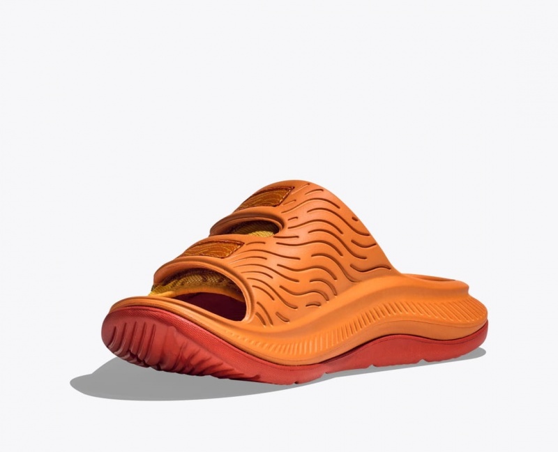 Men's HOKA Ora Luxe Slide Dark Orange | QJVFR9465