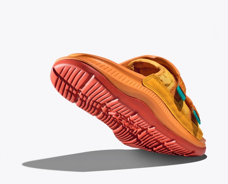 Men's HOKA Ora Luxe Slide Dark Orange | QJVFR9465