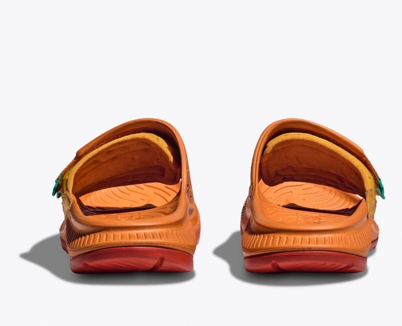 Men's HOKA Ora Luxe Slide Dark Orange | QJVFR9465