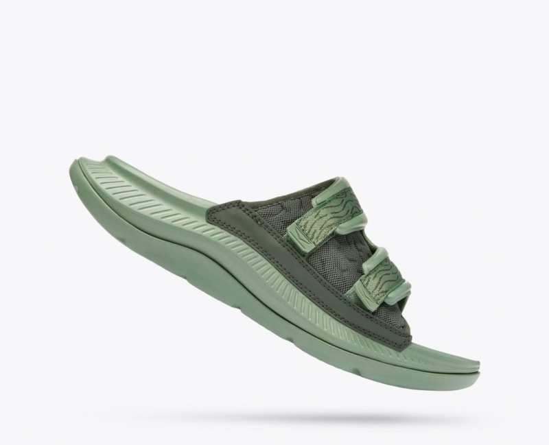 Men's HOKA Ora Luxe Slide Green | QEODR5471