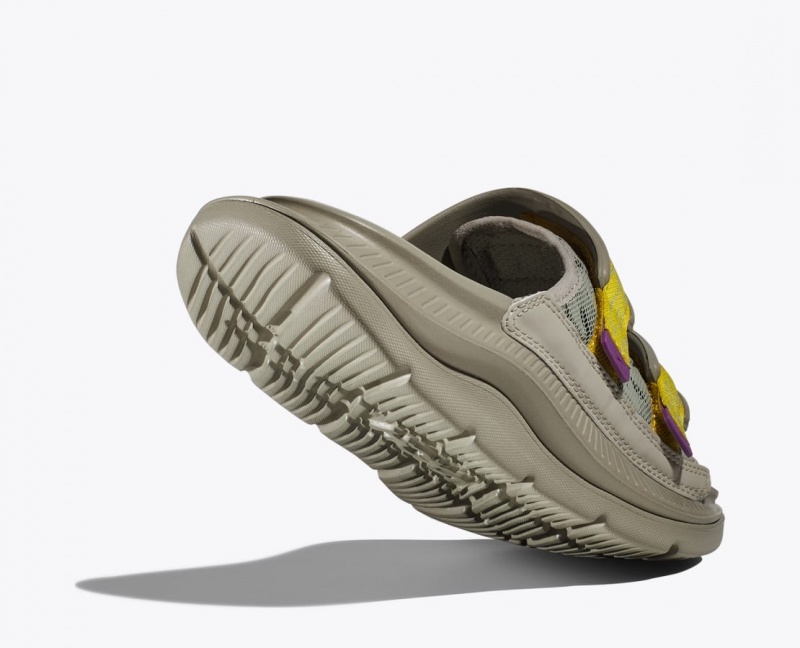 Men's HOKA Ora Luxe Slide Khaki / Yellow | UJOSW0375