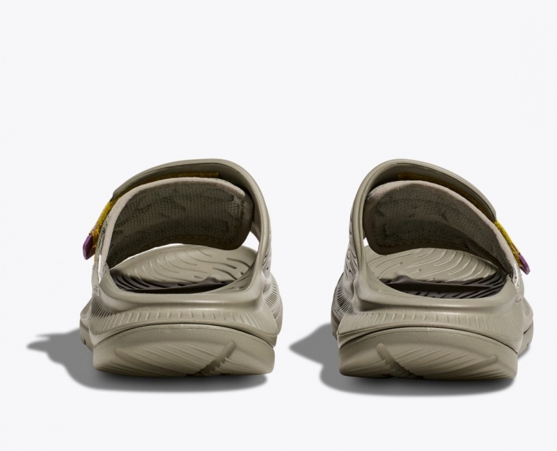 Men's HOKA Ora Luxe Slide Khaki / Yellow | UJOSW0375