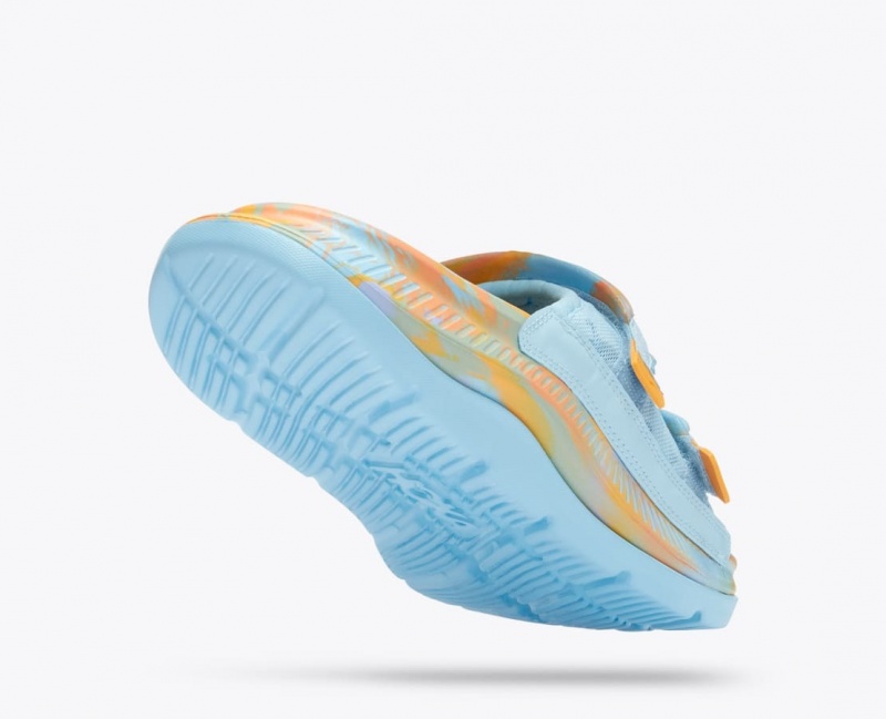 Men's HOKA Ora Luxe Slide Light Blue / Orange | JLCPW8927