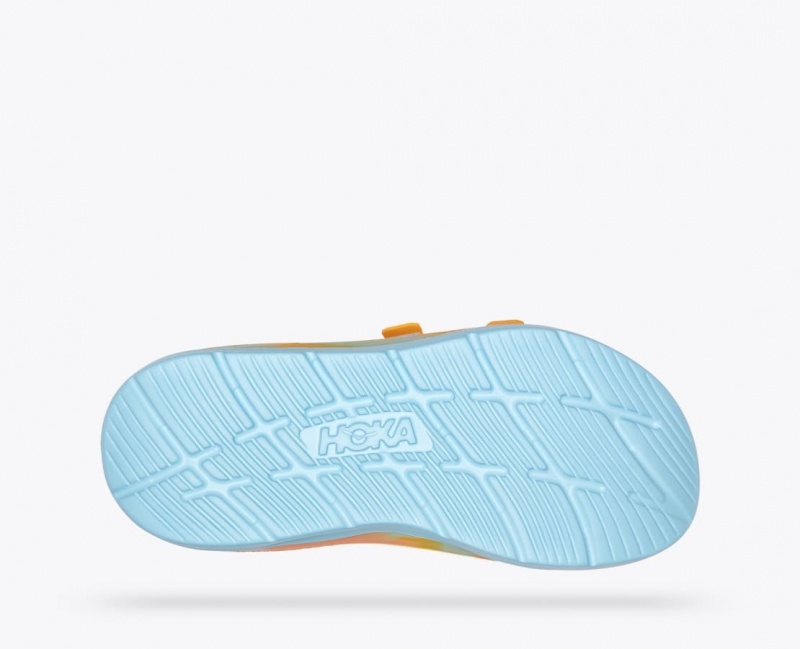 Men's HOKA Ora Luxe Slide Light Blue / Orange | JLCPW8927