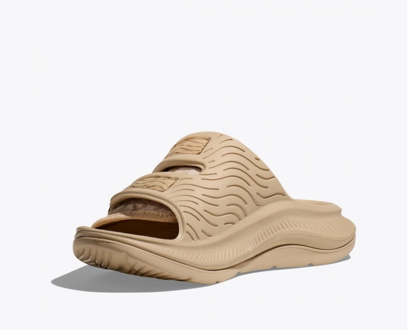 Men's HOKA Ora Luxe Slide Light Khaki | DLQFB3980