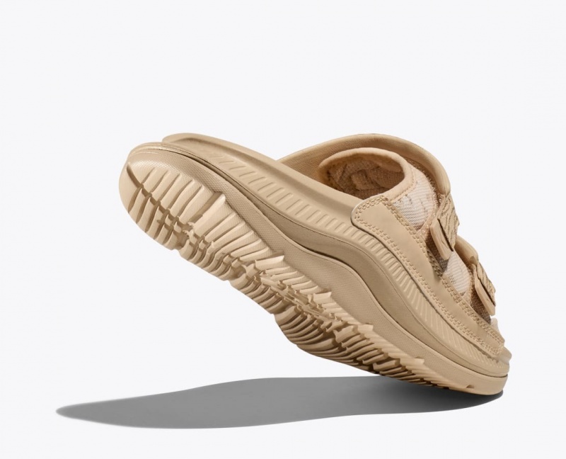 Men's HOKA Ora Luxe Slide Light Khaki | DLQFB3980