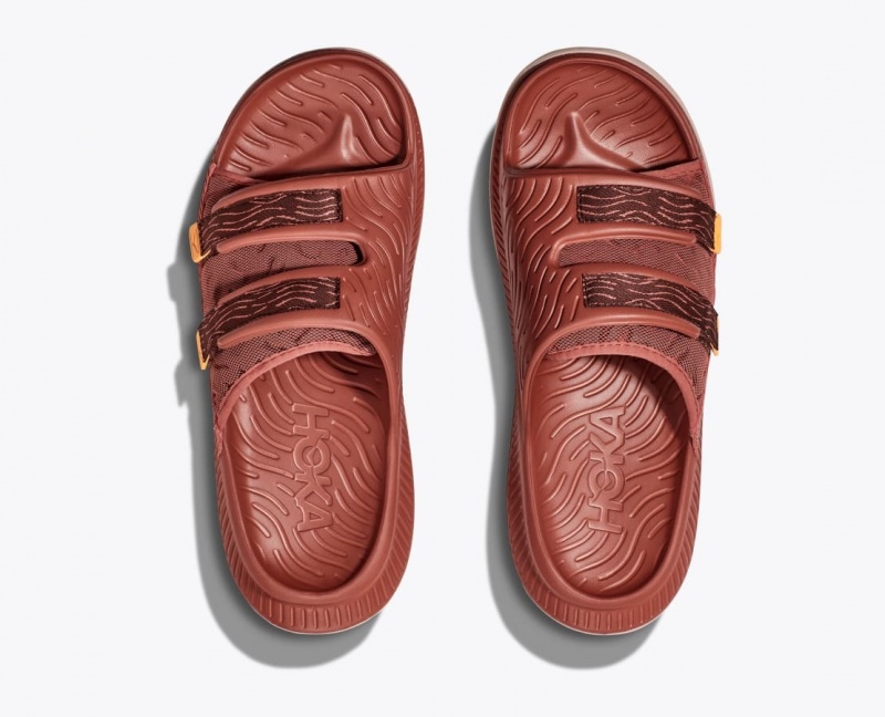 Men's HOKA Ora Luxe Slide Red Brown | XQVWG5613