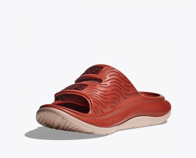 Men's HOKA Ora Luxe Slide Red Brown | XQVWG5613