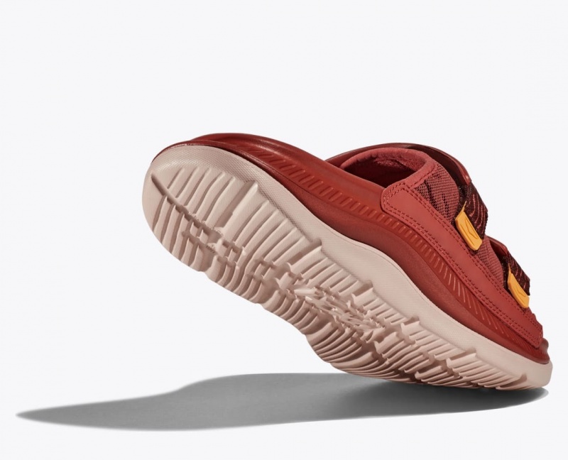 Men's HOKA Ora Luxe Slide Red Brown | XQVWG5613