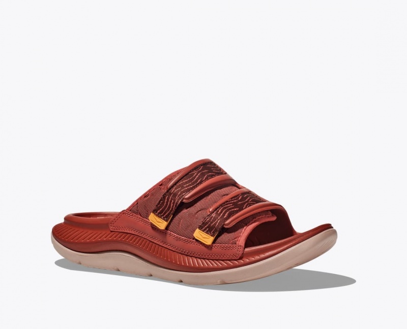 Men's HOKA Ora Luxe Slide Red Brown | XQVWG5613