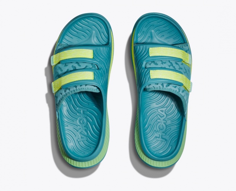 Men's HOKA Ora Luxe Slide Turquoise | GWUJM0541