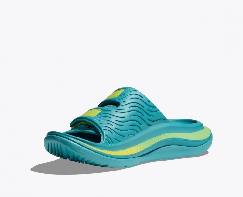 Men's HOKA Ora Luxe Slide Turquoise | GWUJM0541