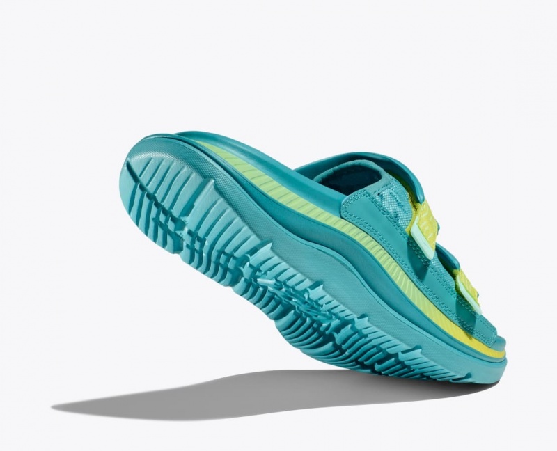 Men's HOKA Ora Luxe Slide Turquoise | GWUJM0541