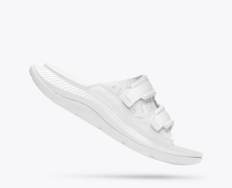 Men's HOKA Ora Luxe Slide White | BCZSR3201