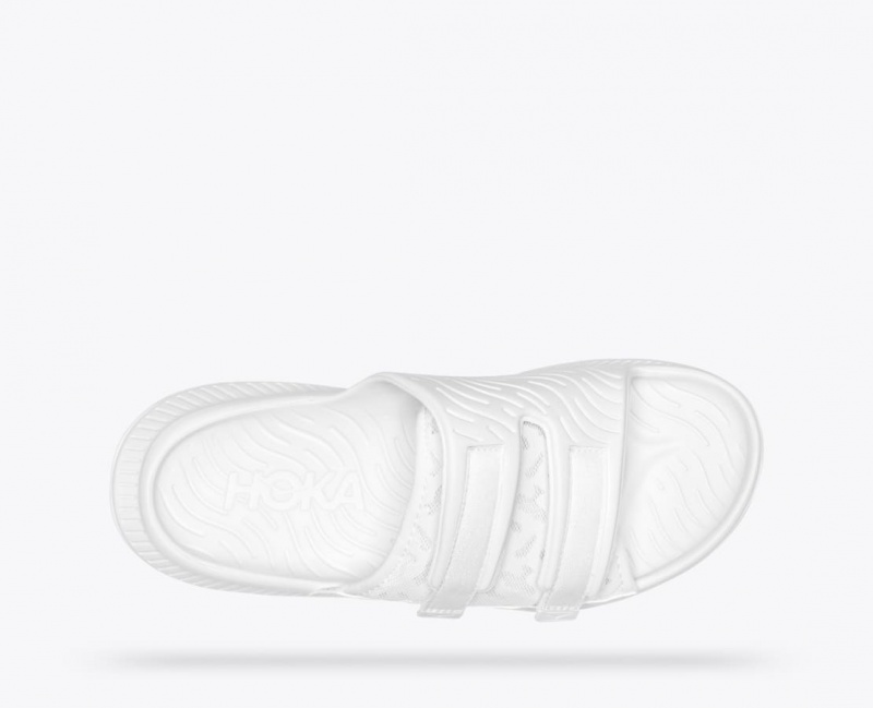 Men's HOKA Ora Luxe Slide White | BCZSR3201