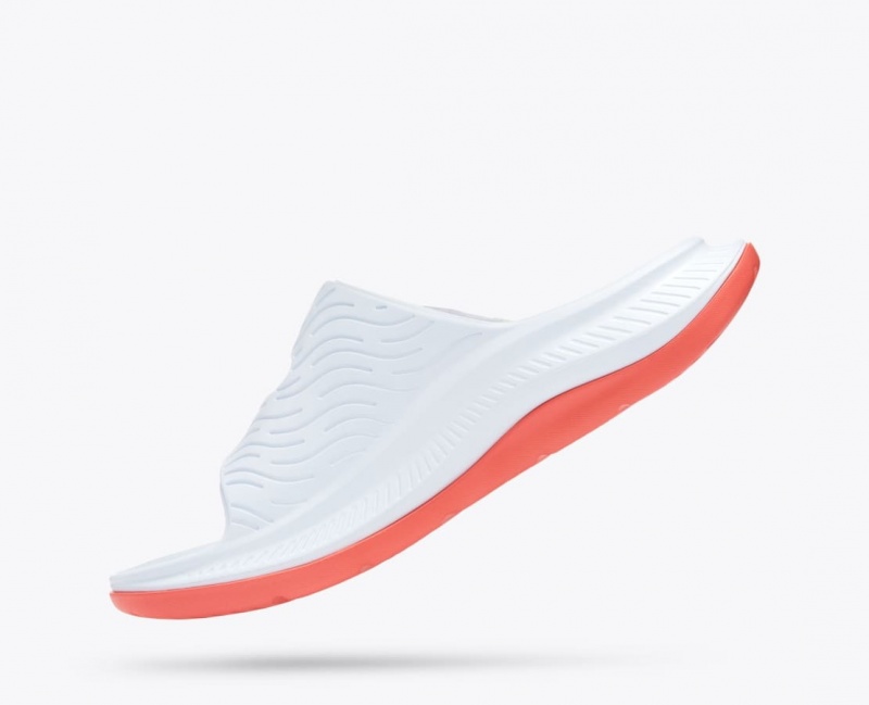 Men's HOKA Ora Luxe Slide White / Orange / Blue | FSTDM5960