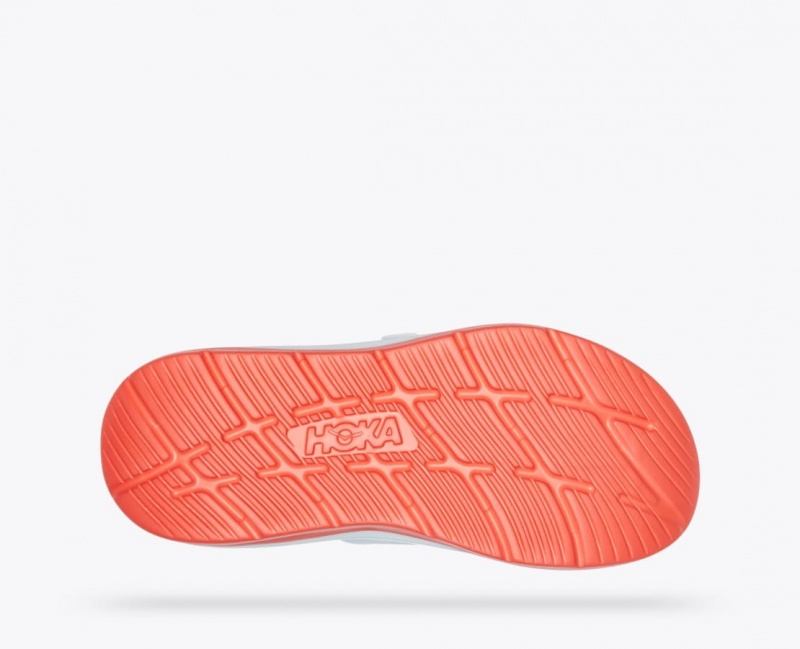 Men's HOKA Ora Luxe Slide White / Orange / Blue | FSTDM5960