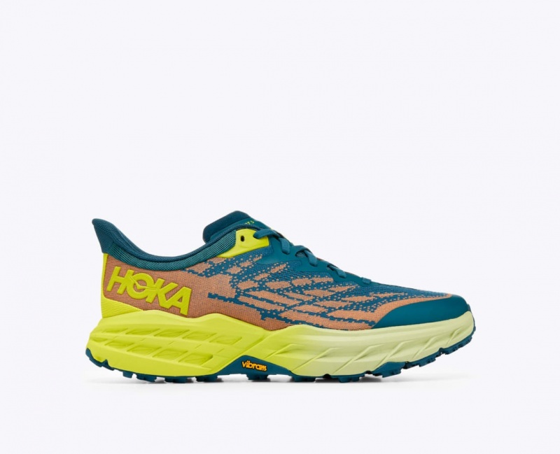 Men\'s HOKA Speedgoat 5 Trail Running Shoes Dark Green / Orange | ZYRTS5901