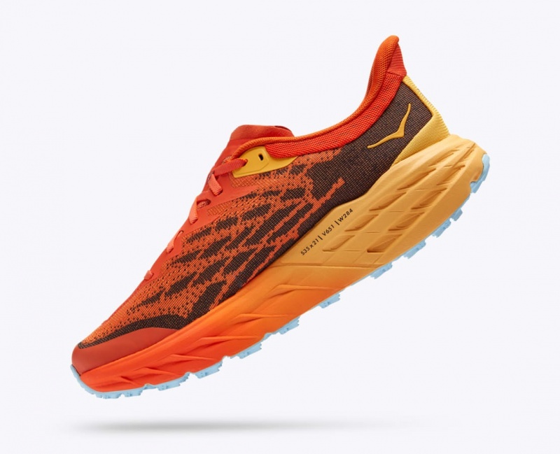 Men's HOKA Speedgoat 5 Trail Running Shoes Orange / Dark Brown | HRGZP3590