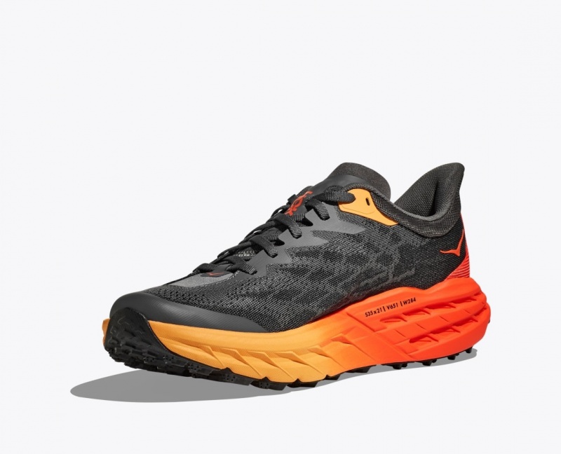 Men's HOKA Speedgoat 5 Trail Running Shoes Black / Orange / Red | EFASZ1038