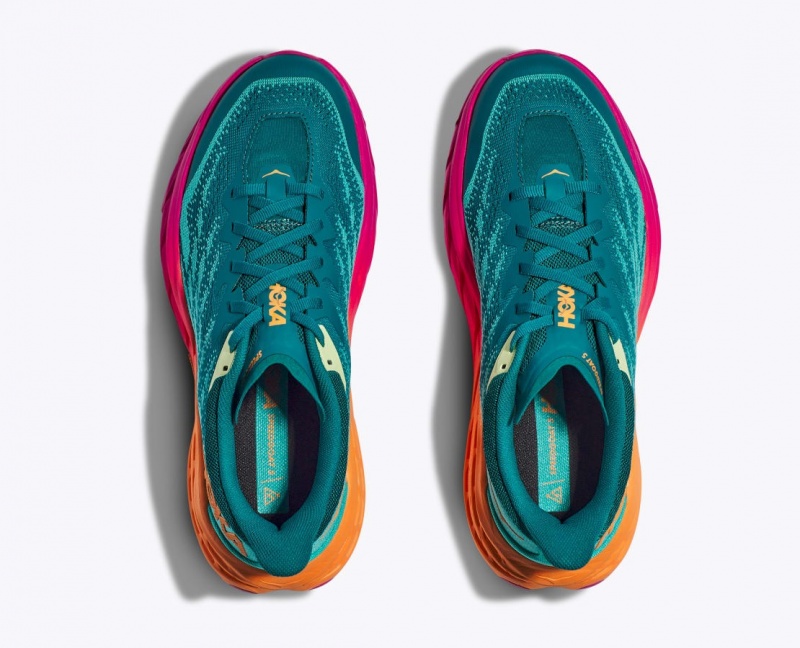 Men's HOKA Speedgoat 5 Trail Running Shoes Dark Turquoise / Pink / Orange | MPGAK3265