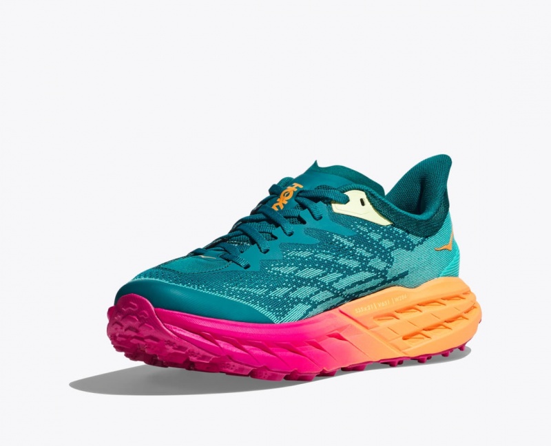 Men's HOKA Speedgoat 5 Trail Running Shoes Dark Turquoise / Pink / Orange | MPGAK3265