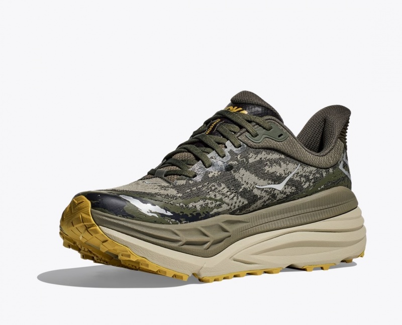 Men's HOKA Stinson 7 Trail Running Shoes Olive / Black | ATYKP4958