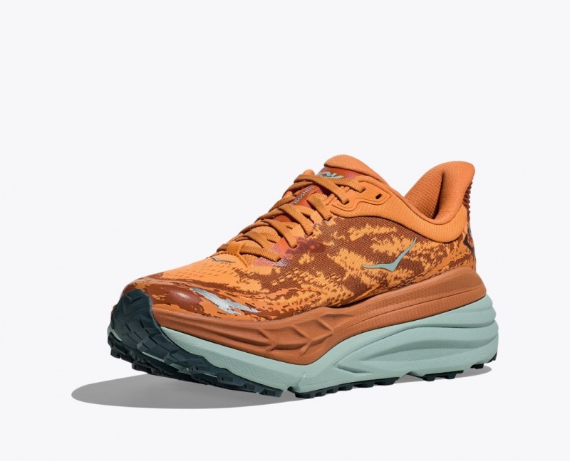 Men's HOKA Stinson 7 Trail Running Shoes Orange / Brown | LMUWZ4089