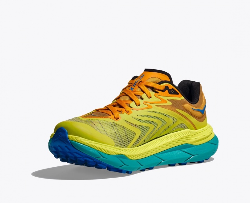 Men's HOKA Tecton X 2 Trail Running Shoes Green / Orange | HXGIS9573