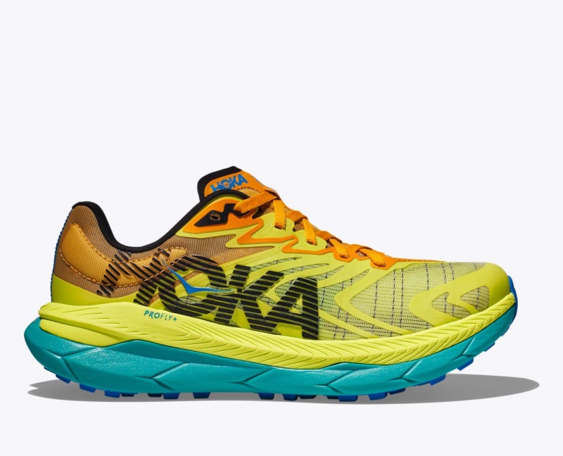 Men\'s HOKA Tecton X 2 Trail Running Shoes Green / Orange | HXGIS9573