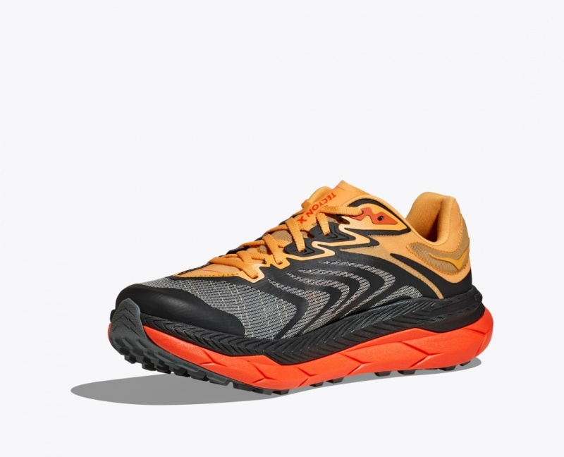 Men's HOKA Tecton X 2 Trail Running Shoes Black / Orange / Red | ETPDR6507