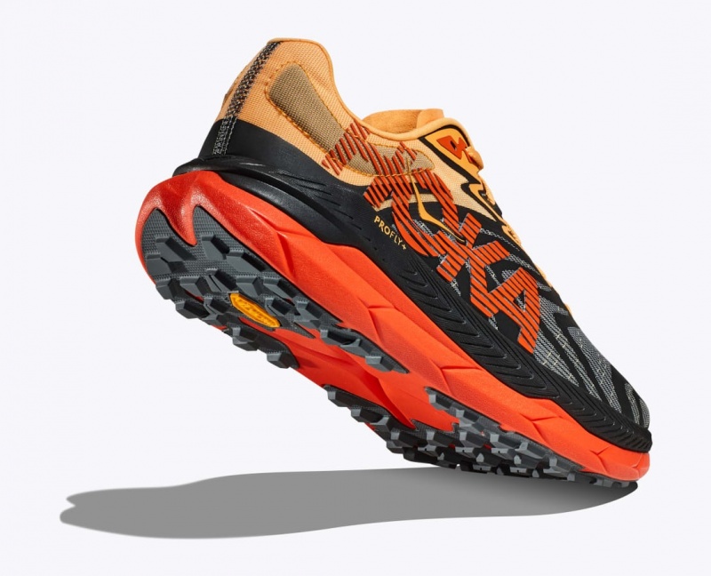 Men's HOKA Tecton X 2 Trail Running Shoes Black / Orange / Red | ETPDR6507