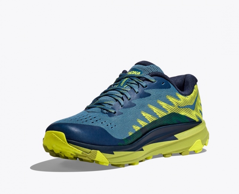 Men's HOKA Torrent 3 Trail Running Shoes Dark Blue / Green | PZTWC1239