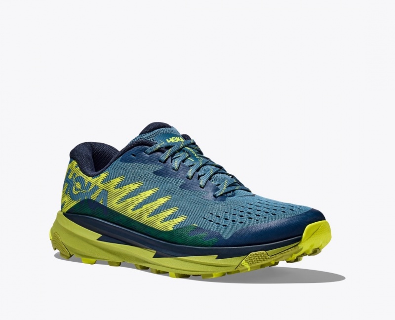 Men's HOKA Torrent 3 Trail Running Shoes Dark Blue / Green | PZTWC1239