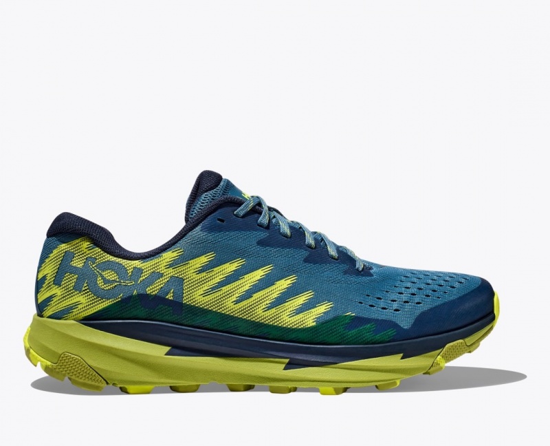 Men\'s HOKA Torrent 3 Trail Running Shoes Dark Blue / Green | PZTWC1239