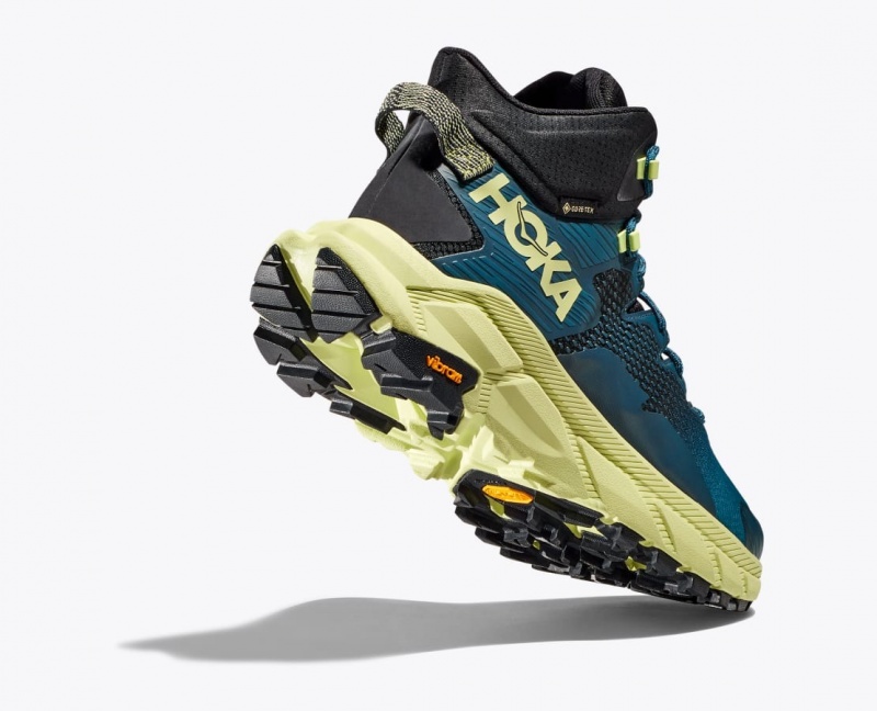 Men's HOKA Trail Code GTX Hiking Boots Blue / Black / Light Green | OEUGI4965