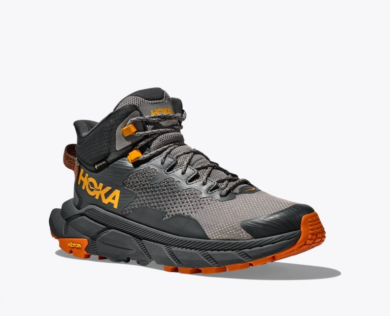 Men's HOKA Trail Code GTX Hiking Boots Grey / Black | OTGWI4017