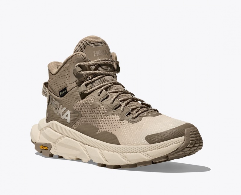 Men's HOKA Trail Code GTX Hiking Boots Khaki / Beige | FMQPE2781