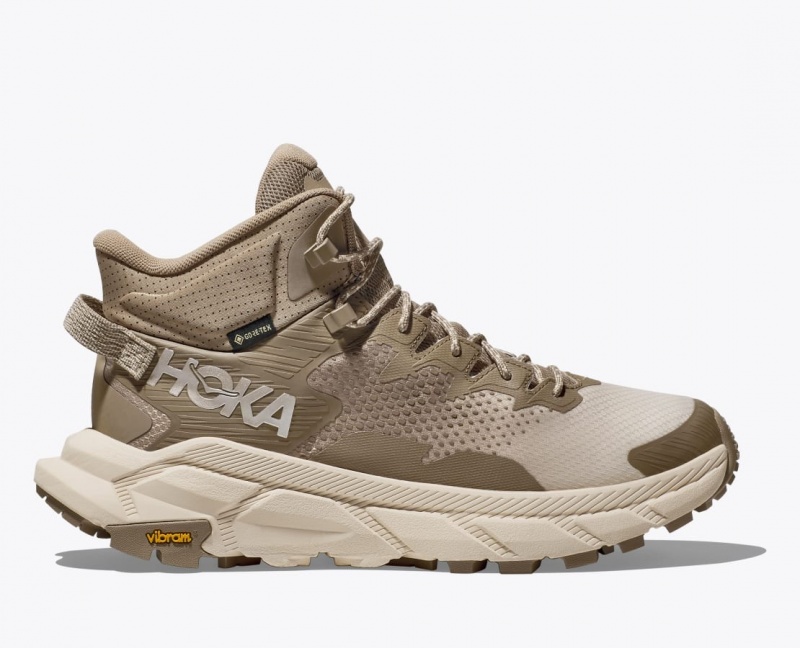 Men\'s HOKA Trail Code GTX Hiking Boots Khaki / Beige | FMQPE2781