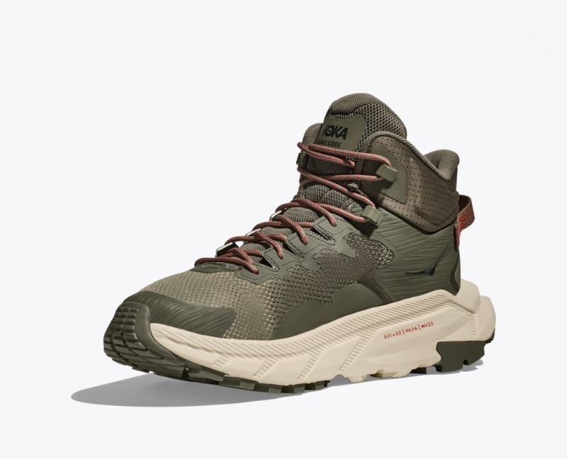 Men's HOKA Trail Code GTX Hiking Boots Olive Green | XBACF3961