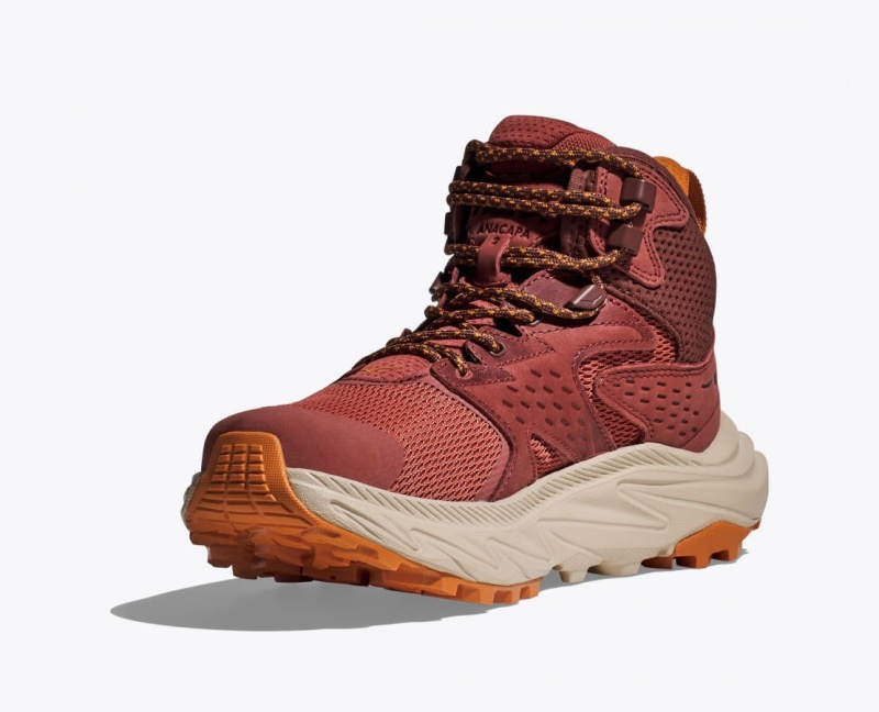 Women's HOKA Anacapa 2 Mid GTX Hiking Boots Red | JQZID9037