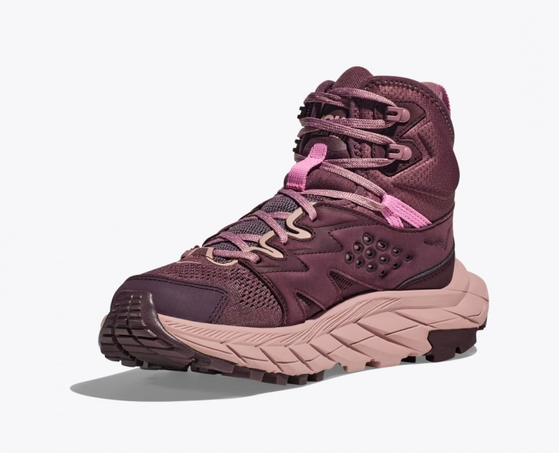 Women's HOKA Anacapa Breeze Mid Hiking Boots Burgundy | VBIMR5412