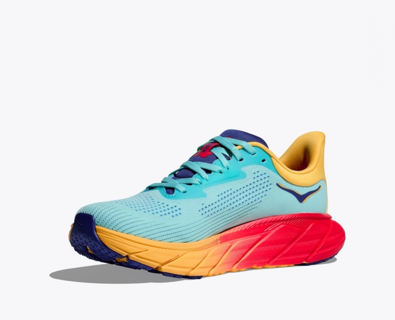 Women's HOKA Arahi 7 Running Shoes Turquoise / Orange | RSLUO1543