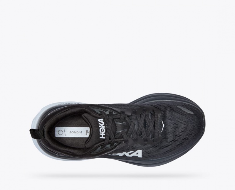 Women's HOKA Bondi 8 Running Shoes Black / White | YBUGJ0432