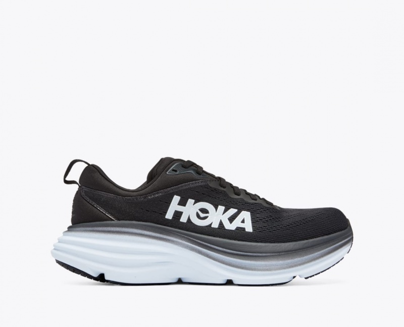 Women\'s HOKA Bondi 8 Running Shoes Black / White | YBUGJ0432