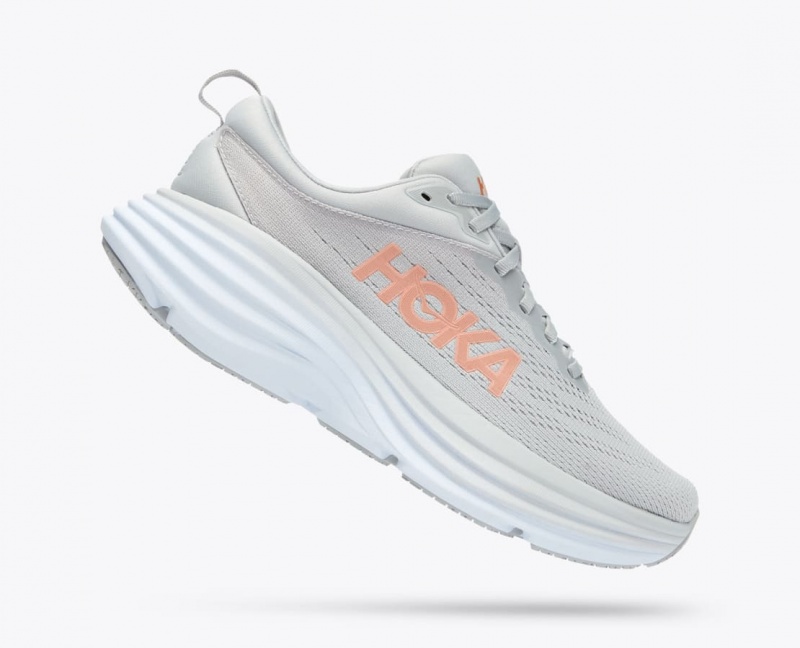 Women's HOKA Bondi 8 Running Shoes Grey | PXSRH6048